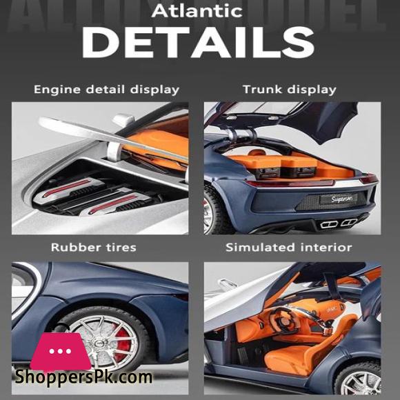 New 1:24 Bugatti Atlantic Alloy Car Model Simulation Sound And Light Pull Back Toy Car Sports Car