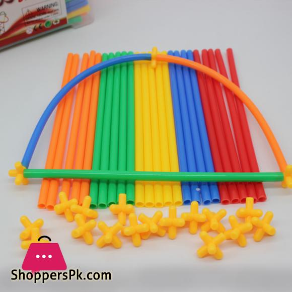 RAINBOW Building Straws and Connectors - STEM Blocks Construction Toys for Boys & Girls - 110 Pcs Straw Building Set - Engineering Connector Blocks for Kids