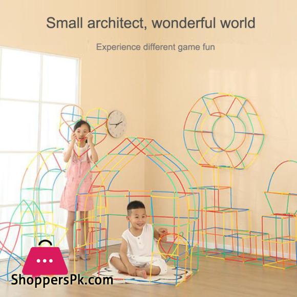 RAINBOW Building Straws and Connectors - STEM Blocks Construction Toys for Boys & Girls - 110 Pcs Straw Building Set - Engineering Connector Blocks for Kids