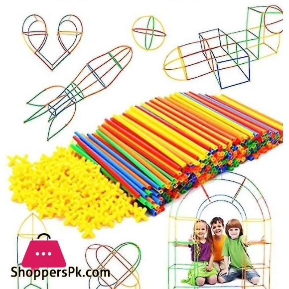 RAINBOW Building Straws and Connectors - STEM Blocks Construction Toys for Boys & Girls - 110 Pcs Straw Building Set - Engineering Connector Blocks for Kids