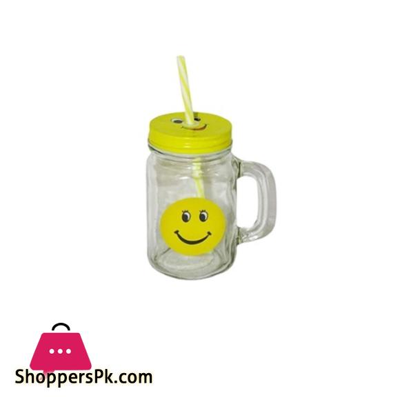 Smiley Mason Jar Juice Mug