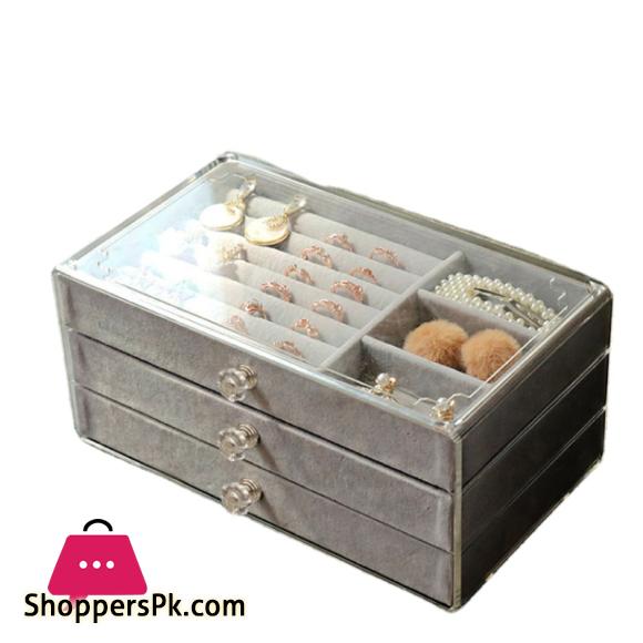 Velvet Drawer with Cosmetic Box Acrylic Drawer Jewelry Storage Box for Women Earrings Necklace Ring Charms Holder