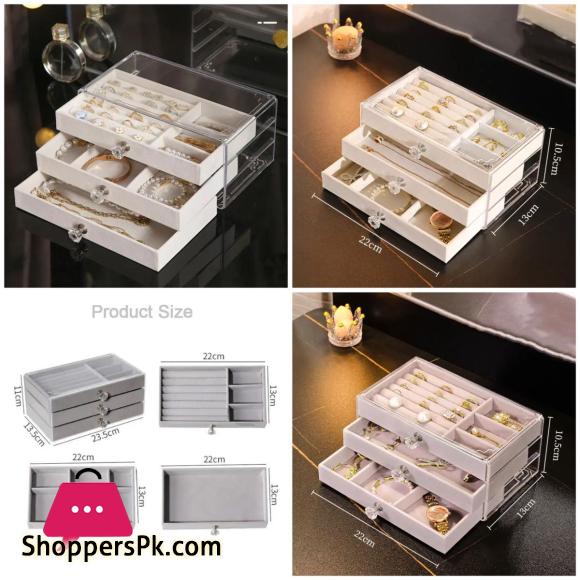Velvet Drawer with Cosmetic Box Acrylic Drawer Jewelry Storage Box for Women Earrings Necklace Ring Charms Holder