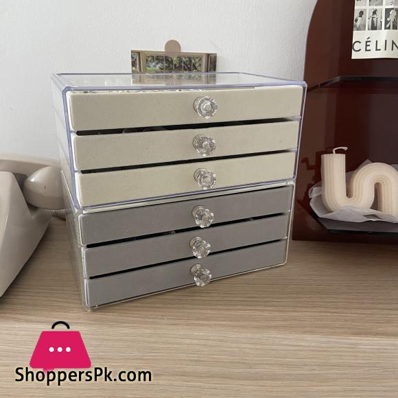 Velvet Drawer with Cosmetic Box Acrylic Drawer Jewelry Storage Box for Women Earrings Necklace Ring Charms Holder