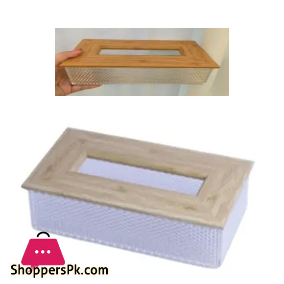 Acrylic Tissue Box with Wood Top - ACR-1020