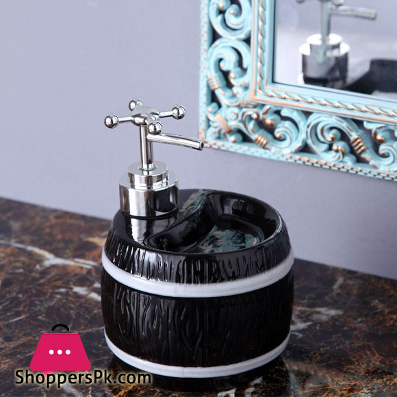 Ceramic Barrel Shaped Liquid Soap Dispenser