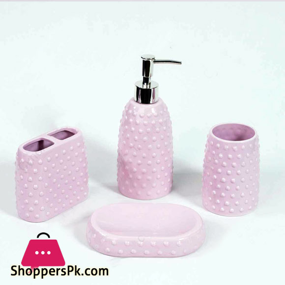 Ceramic Bathroom Accessories Set of 4 Bath Set with Soap Dispenser
