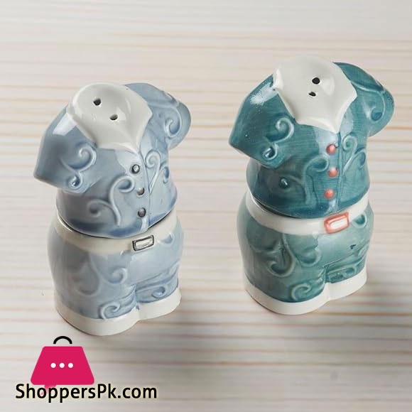 Ceramic Salt and Pepper Shakers 2 Pcs Set Shirt Pant Design