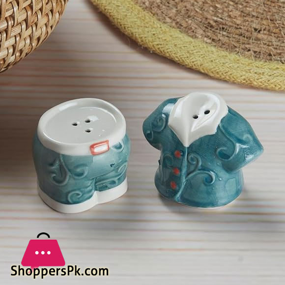 Ceramic Salt and Pepper Shakers 2 Pcs Set Shirt Pant Design