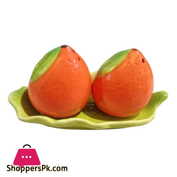Ceramic Salt and Pepper Shakers 2 Pcs Set Orange Design