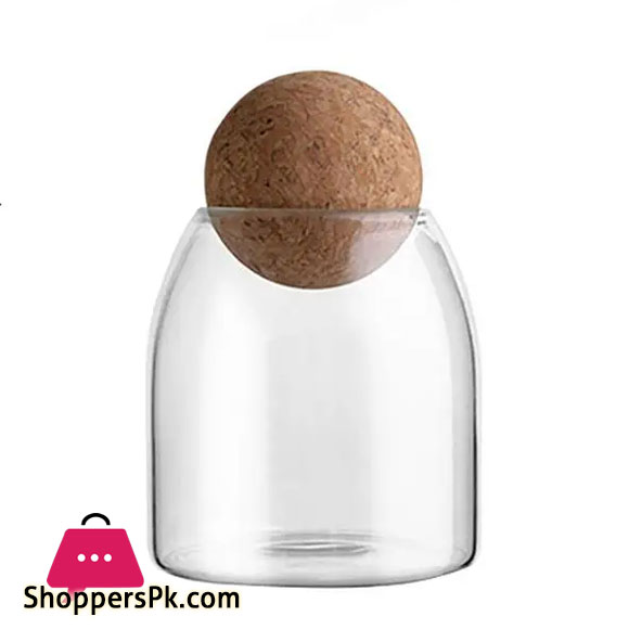 Cork Ball Glass Jar Storage Tank Sealed Tea Cans Grains Transparent Storage Jars 500ML 90x100mm