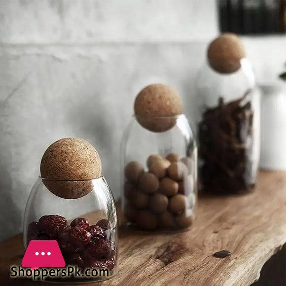 Cork Ball Glass Jar Storage Tank Sealed Tea Cans Grains Transparent Storage Jars 800ML 90x150mm