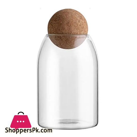 Cork Ball Glass Jar Storage Tank Sealed Tea Cans Grains Transparent Storage Jars 800ML 90x150mm