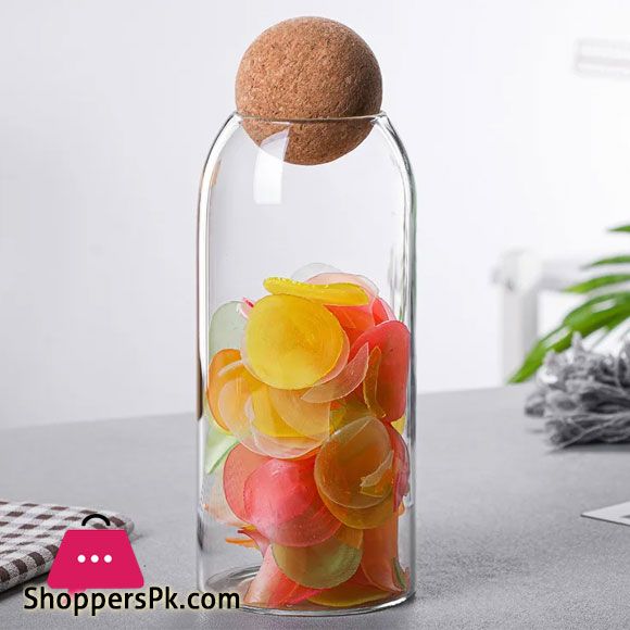 Cork Ball Glass Jar Storage Tank Sealed Tea Cans Grains Transparent Storage Jars 1000ML 90x200mm