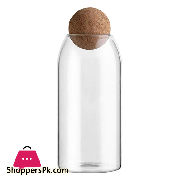 Cork Ball Glass Jar Storage Tank Sealed Tea Cans Grains Transparent Storage Jars 1000ML 90x200mm
