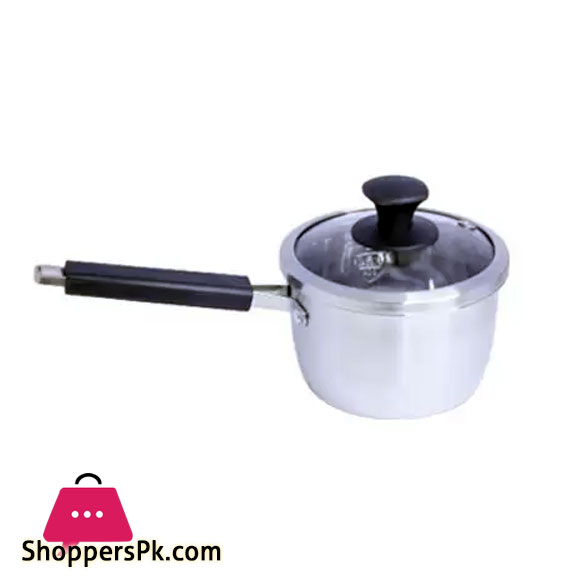 Double Bottom Sauce Pan with Lid 16 cm, 1.5 Ltr Stainless Steel Induction Bottom