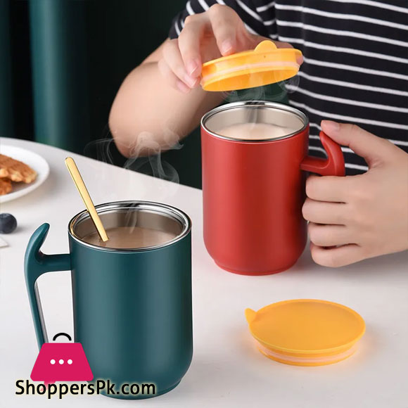 Double Wall Stainless Steel Insulation Coffee Mug Anti-Scald Mug With Removable Lid