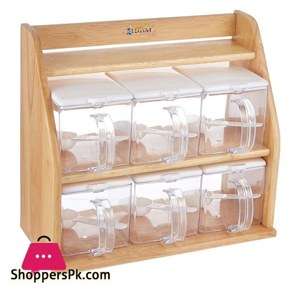 Elegant 6 Wood kitchen Box Spice Set EW668067
