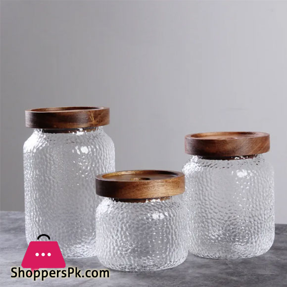 HAMMER GRAIN GLASS JAR - 500ml -1Pcs