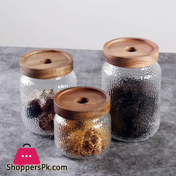 HAMMER GRAIN GLASS JAR - 500ml -1Pcs