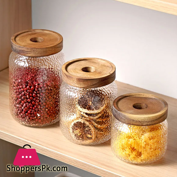 HAMMER GRAIN GLASS JAR - 500ml -1Pcs