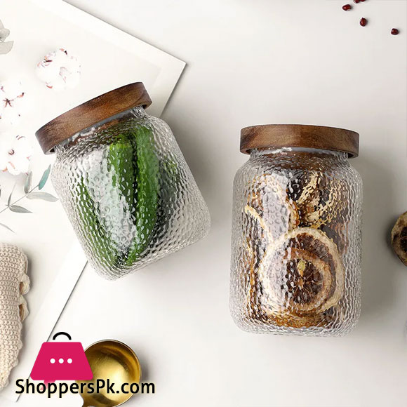 HAMMER GRAIN GLASS JAR - 500ml -1Pcs