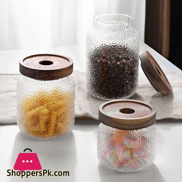 HAMMER GRAIN GLASS JAR - 500ml -1Pcs