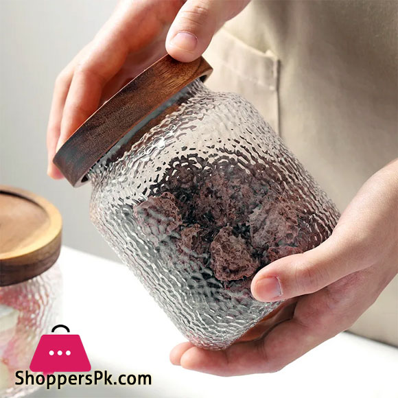 HAMMER GRAIN GLASS JAR - 500ml -1Pcs