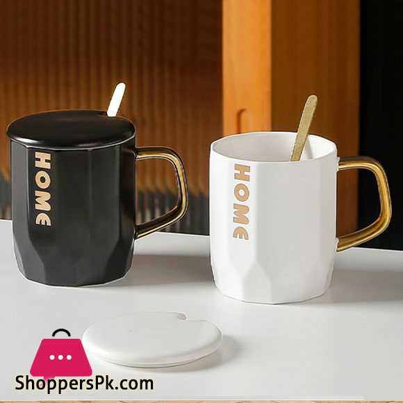 Home Printed Ceramic Coffee Mug Tea Cup Set of 1 White 400 ml