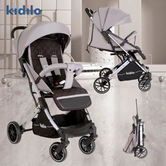 Kidilo Folding Cabin Baby Stroller PU Leather K12