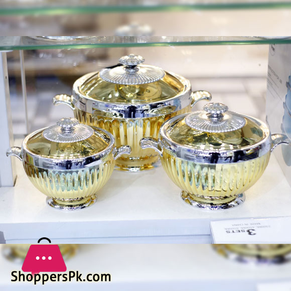 Luxury Arabic Style Golden Food Warmer Golden Set of 3