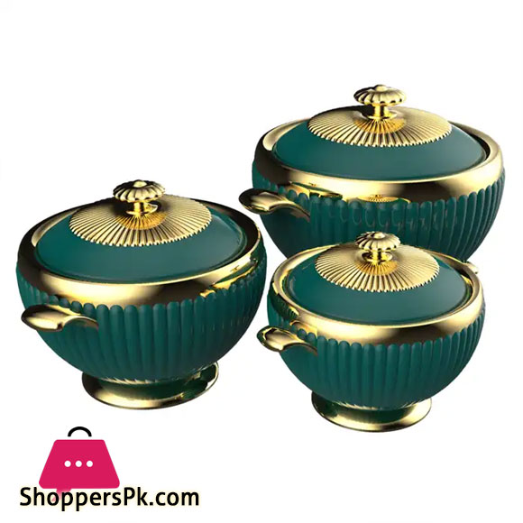 Luxury Arabic Style Green Food Warmer Set of 3