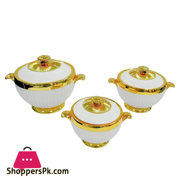 Luxury Arabic Style Off-White Food Warmer Set of 3