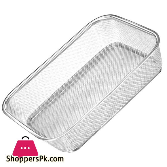 Mesh Tray Fruit Sink Colander Stainless Steel Drain Basket Filter Screen 38 x 28 x 7cm