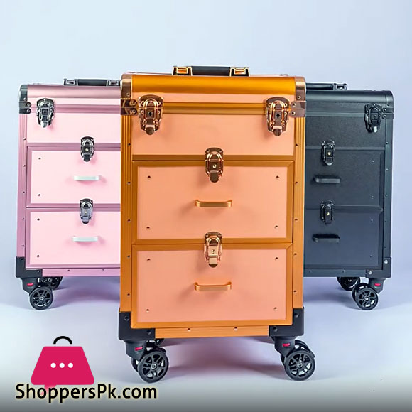 New Professional Cosmetic Case Box Rolling Luggage Bag Makeup Case on Wheels Multi-Function Beauty Trolley Suitcase