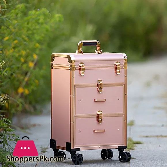 New Professional Cosmetic Case Box Rolling Luggage Bag Makeup Case on Wheels Multi-Function Beauty Trolley Suitcase
