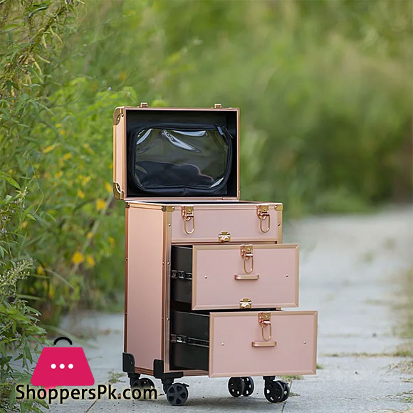 New Professional Cosmetic Case Box Rolling Luggage Bag Makeup Case on Wheels Multi-Function Beauty Trolley Suitcase