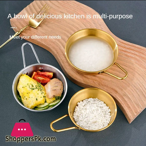 Stainless Steel Bowl Golden With Handle Multi-purpose Sauce Seasoning Bowl Tableware 1-Pc 15 x 6 cm