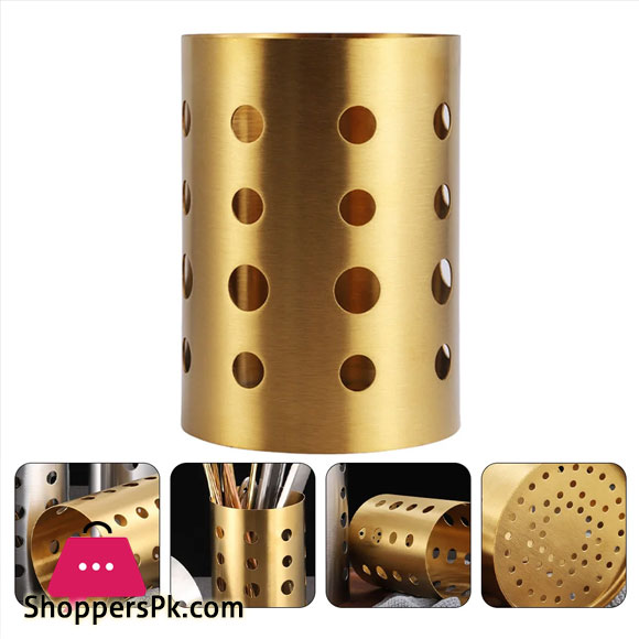 Stainless Steel Golden Chopsticks Cutlery Holder Kitchen Gadget Forks Organizer 10 x 15 CM