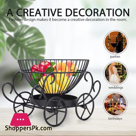 2 Tier Decorative Fruit Basket, Metal Snacks & Fruit Basket