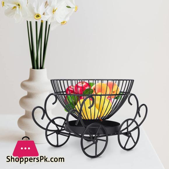 2 Tier Decorative Fruit Basket, Metal Snacks & Fruit Basket