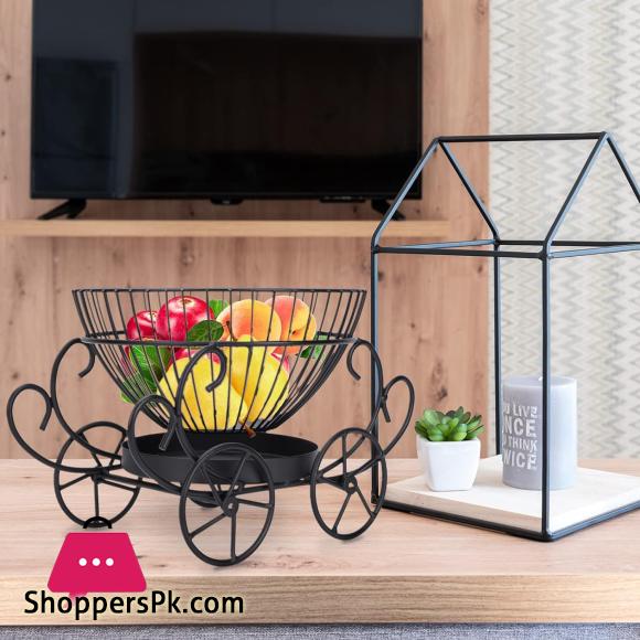2 Tier Decorative Fruit Basket, Metal Snacks & Fruit Basket