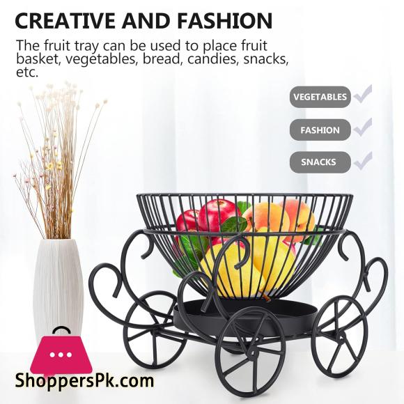 2 Tier Decorative Fruit Basket, Metal Snacks & Fruit Basket