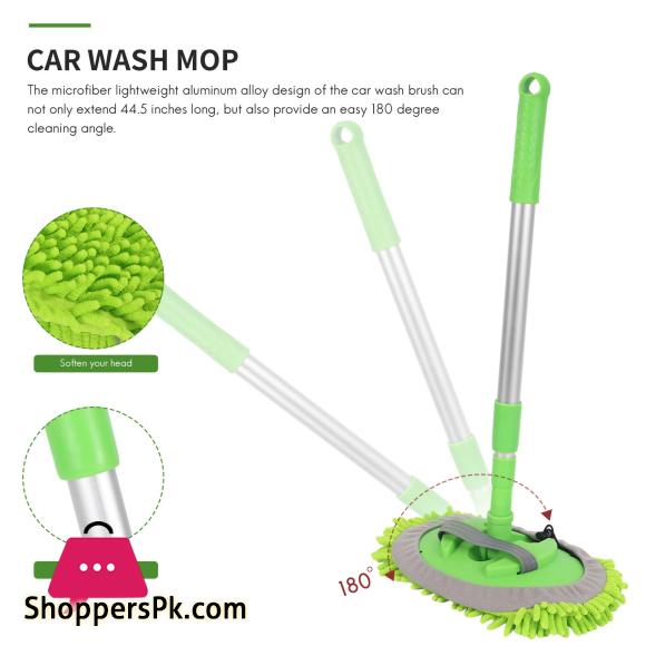 2 in 1 Car Wash Mop Mitt with Long Handle,Scratch Cleaning Tool