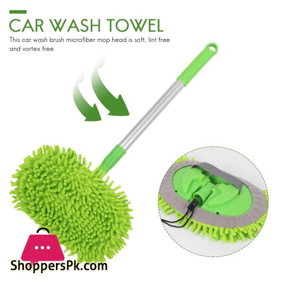 2 in 1 Car Wash Mop Mitt with Long Handle,Scratch Cleaning Tool