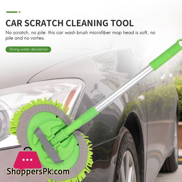 2 in 1 Car Wash Mop Mitt with Long Handle,Scratch Cleaning Tool