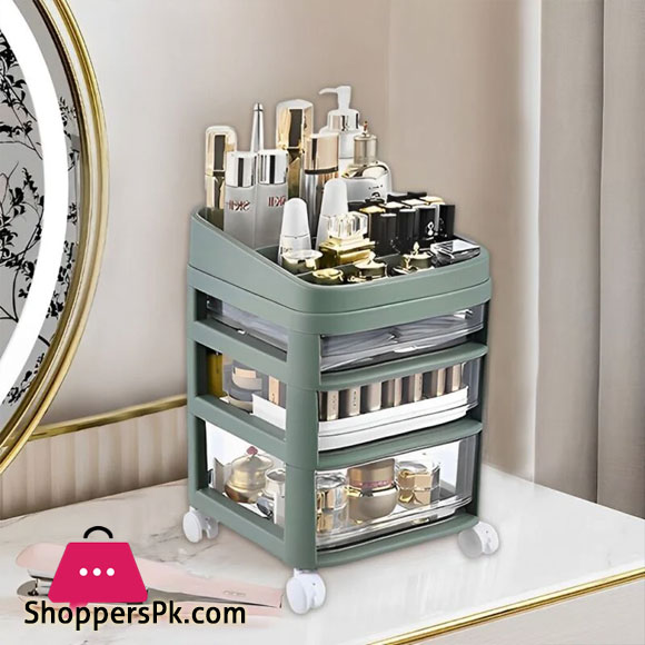 3 LAYER ROLLING DRAWERS STORAGE UNIT JEWELLERY SCHOOL STUDY TABLE TOP UNDER DESK