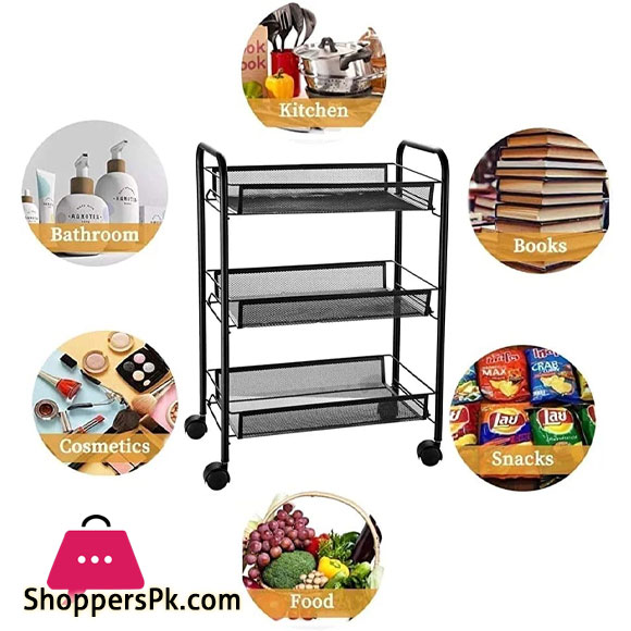 3 Tier Metal Rolling Storage Organizer Cart