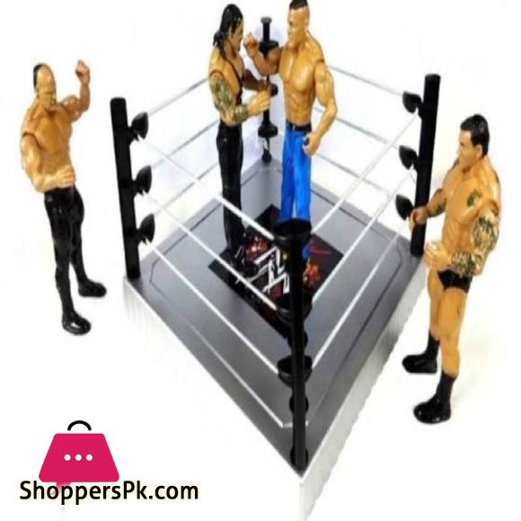 4 WWE Fighters Action Figure Combo,Rock,Batista,Rey Mysterio, and Brock Lesnar with States and Chairs