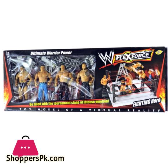 4 WWE Fighters Action Figure Combo,Rock,Batista,Rey Mysterio, and Brock Lesnar with States and Chairs